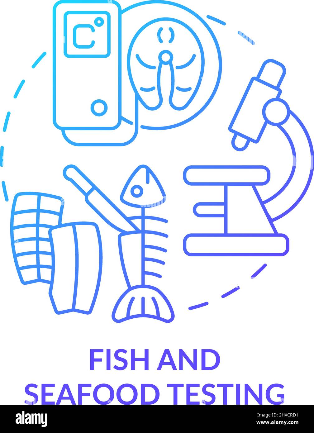 Fish and seafood testing blue gradient concept icon Stock Vector