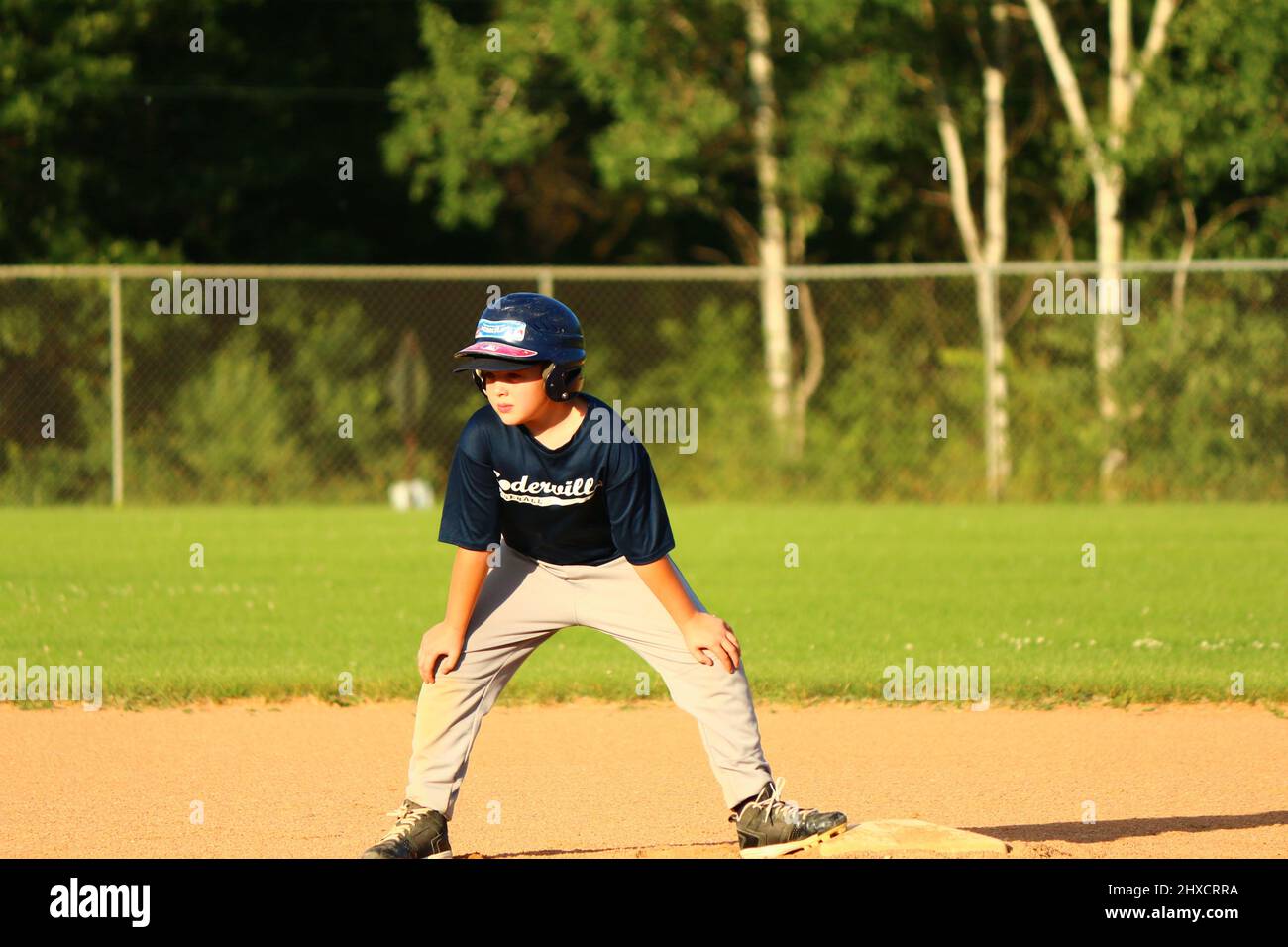 Enjoying youth baseball Stock Photo