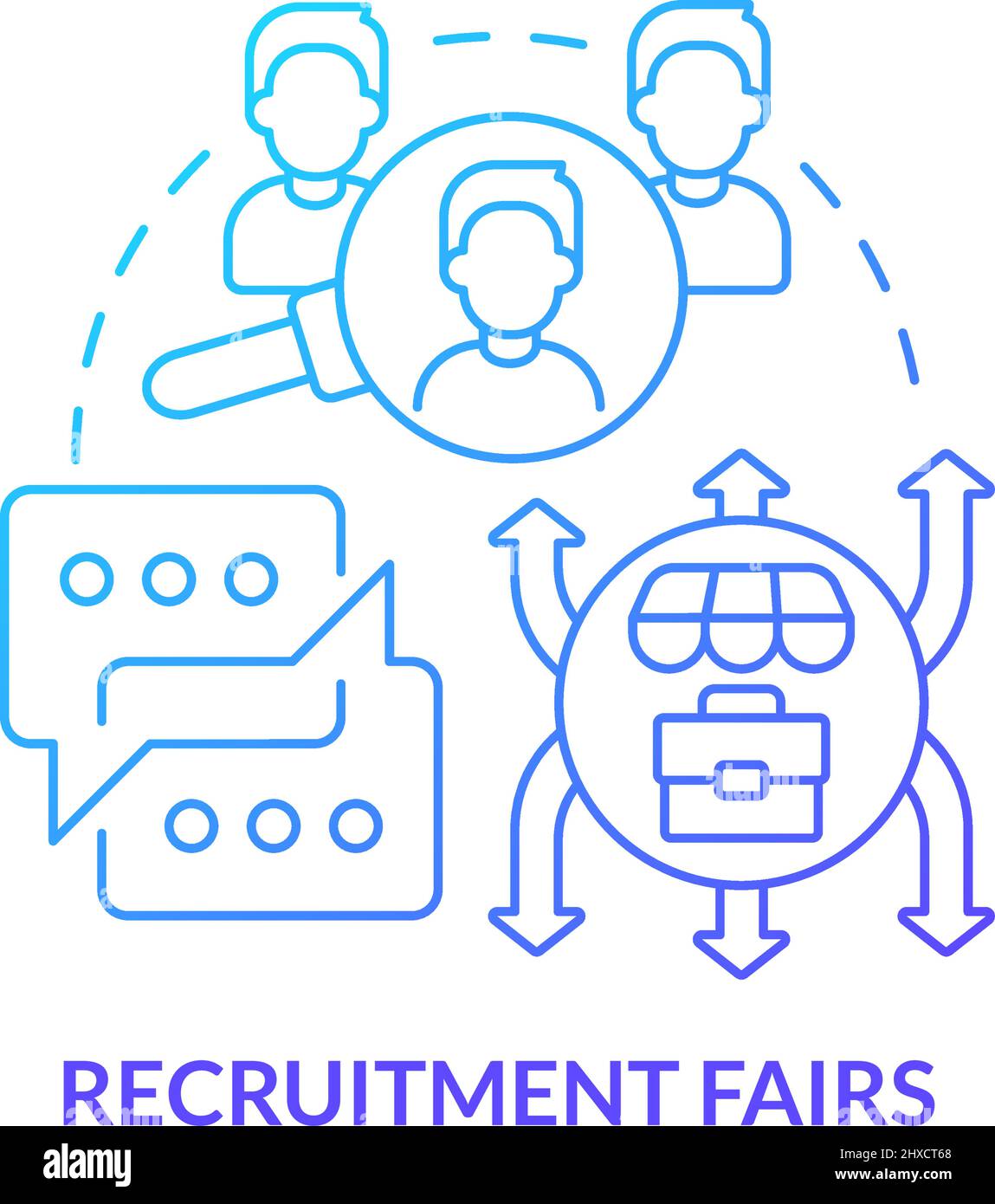 Recruitment fairs blue gradient concept icon Stock Vector