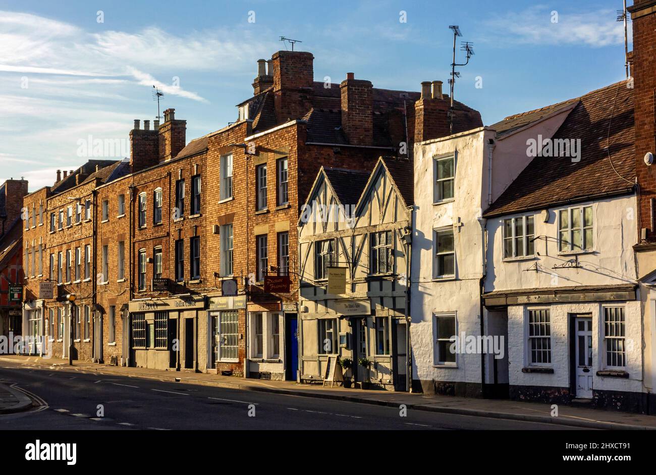 Traditional buildings and shops in the centre of Tewkesbury a town in Gloucestershire England UK. Stock Photo