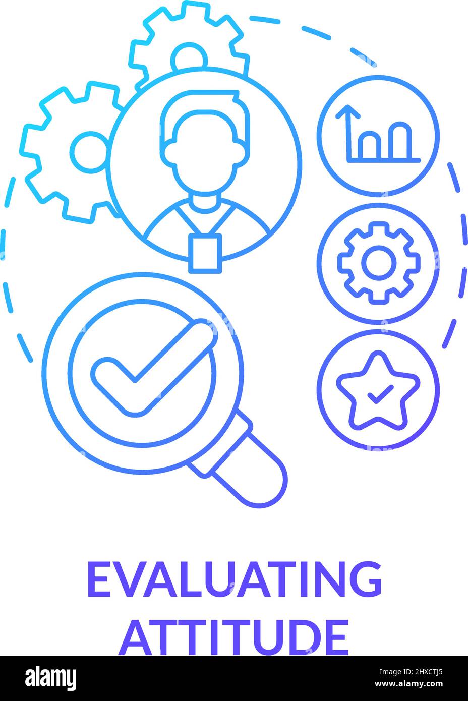 Evaluating attitude blue gradient concept icon Stock Vector
