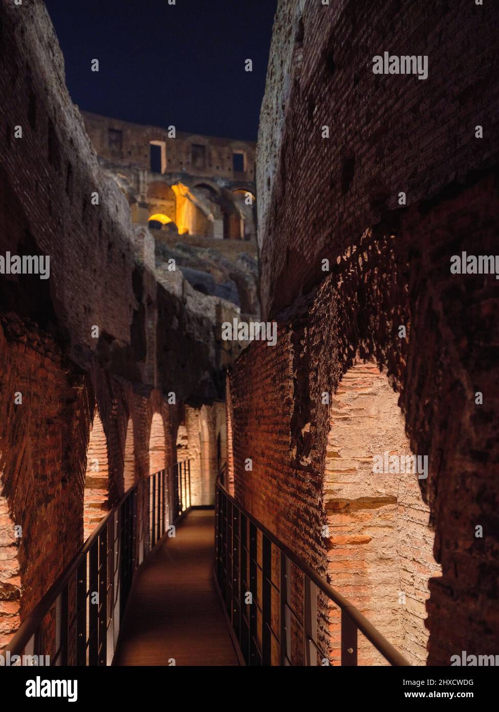 Night tour in Colosseum, Rome Stock Photo