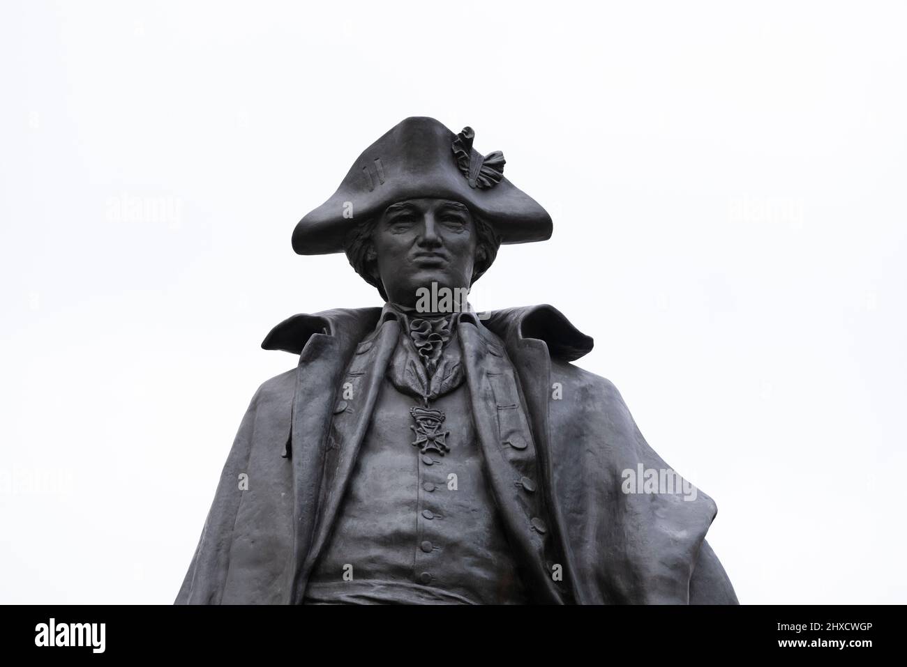 Germany, Saxony-Anhalt, Magdeburg, monument to General Friedrich Wilhelm von Steuben, fought in the American War of Independence, was born in Magdeburg on September 17, 1730. Stock Photo