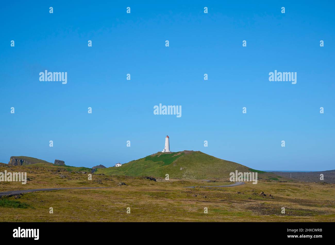 Rekjanes, Lighthouse, Summer, Reykjanes Peninsula, SuÃ°urnes, South West, Iceland Stock Photo