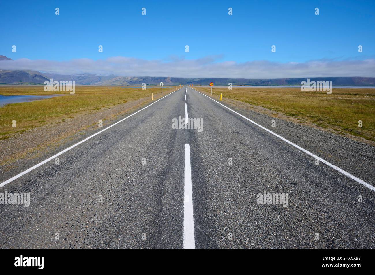 Straße, 1, Ringstraße, Sommer, Suðurnes, Sudurland, Island Stock Photo