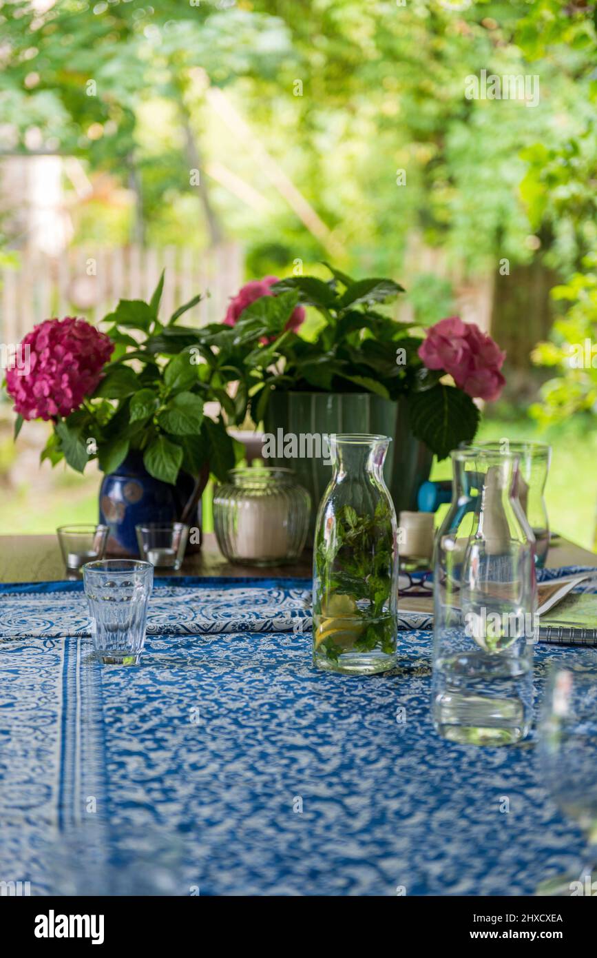 Country life, table set, summer Stock Photo