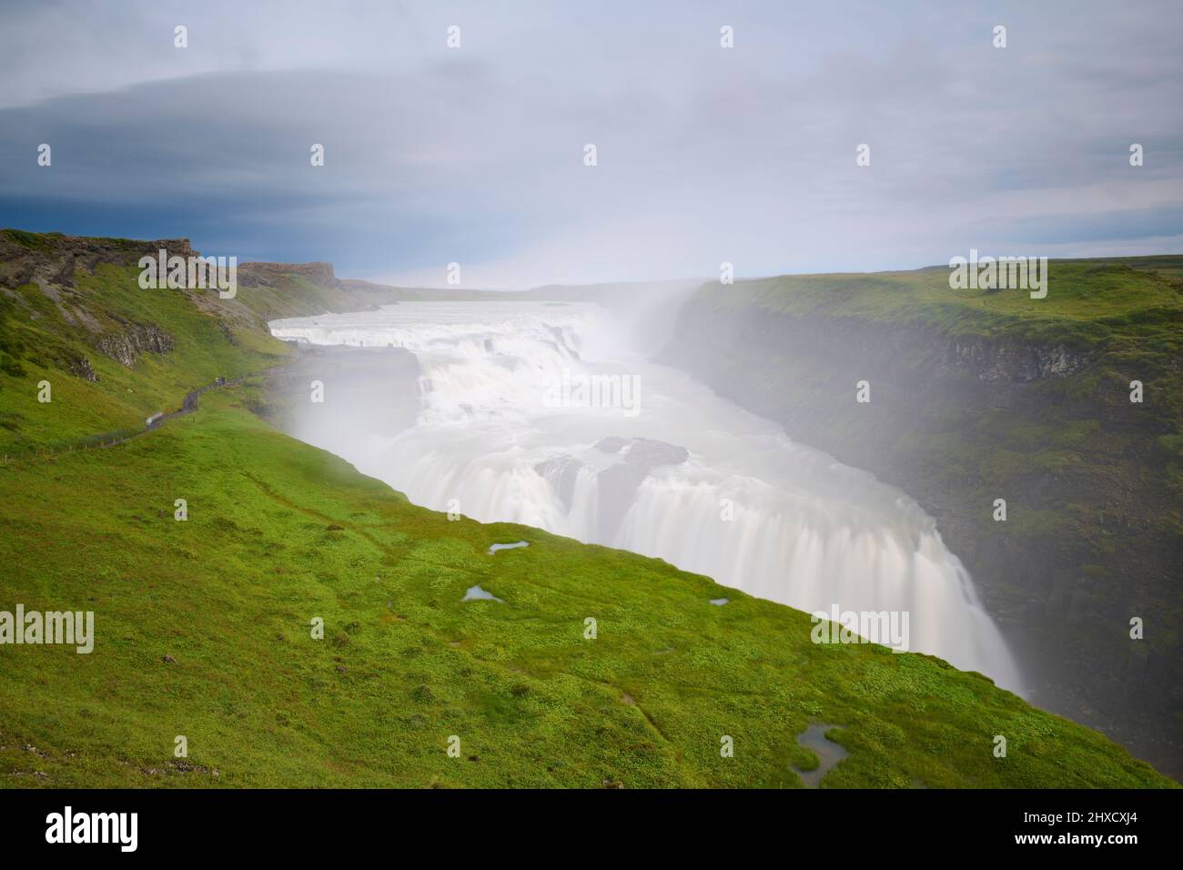 Waterfall, Golden Waterfall, Gullfoss, Summer, SuÃ°urnes, Sudurland, Iceland Stock Photo