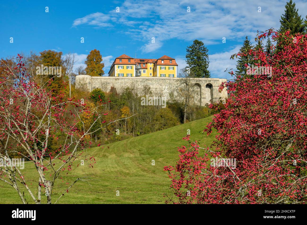 Grafeneck Castle near Gomadingen, originally a high medieval castle complex, Baden-Württemberg, Germany Stock Photo