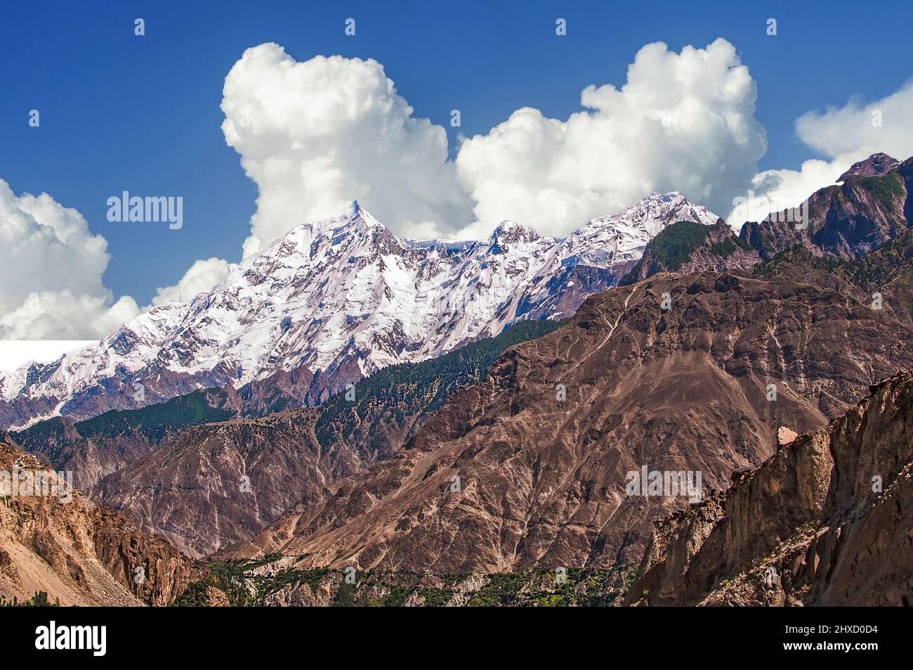 Rakaposhi 7,788 m above sea level is a mountain in the Karakoram mountain range in the Gilgit-Baltistan territory of Pakistan Stock Photo