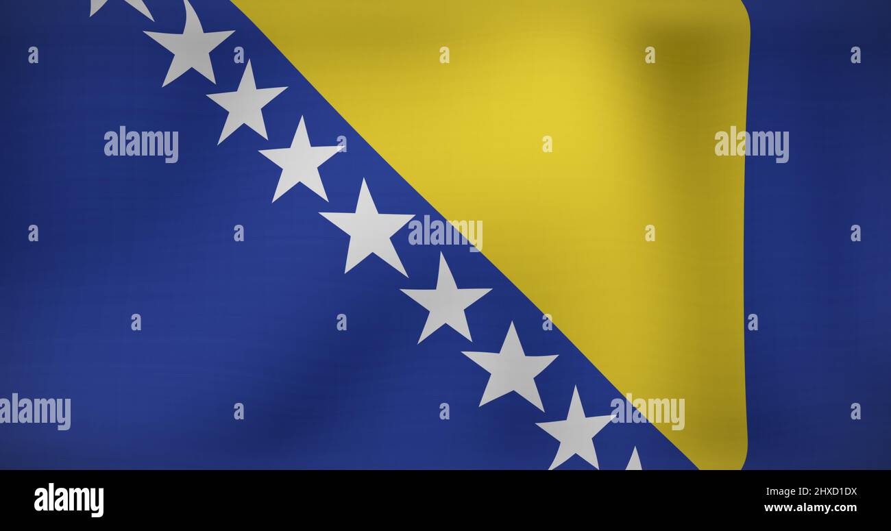 Image of moving flag of bosnia and herzegovina waving Stock Photo - Alamy