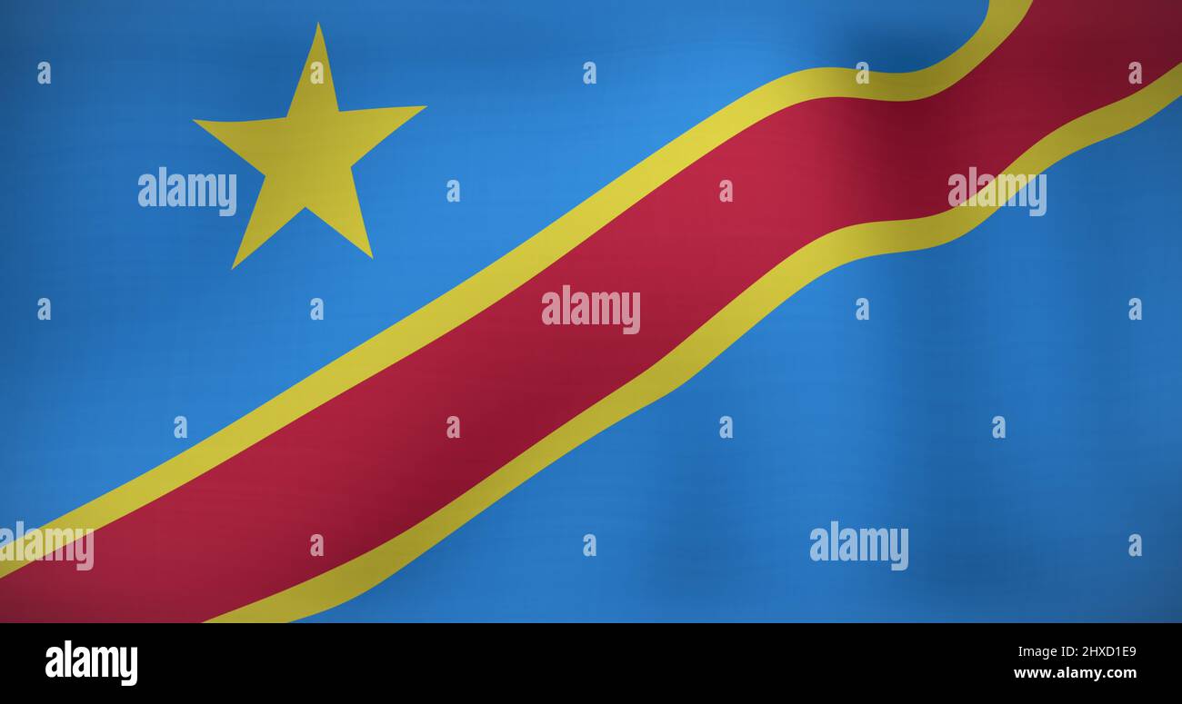 Image of moving flag of democratic republic of congo waving Stock Photo