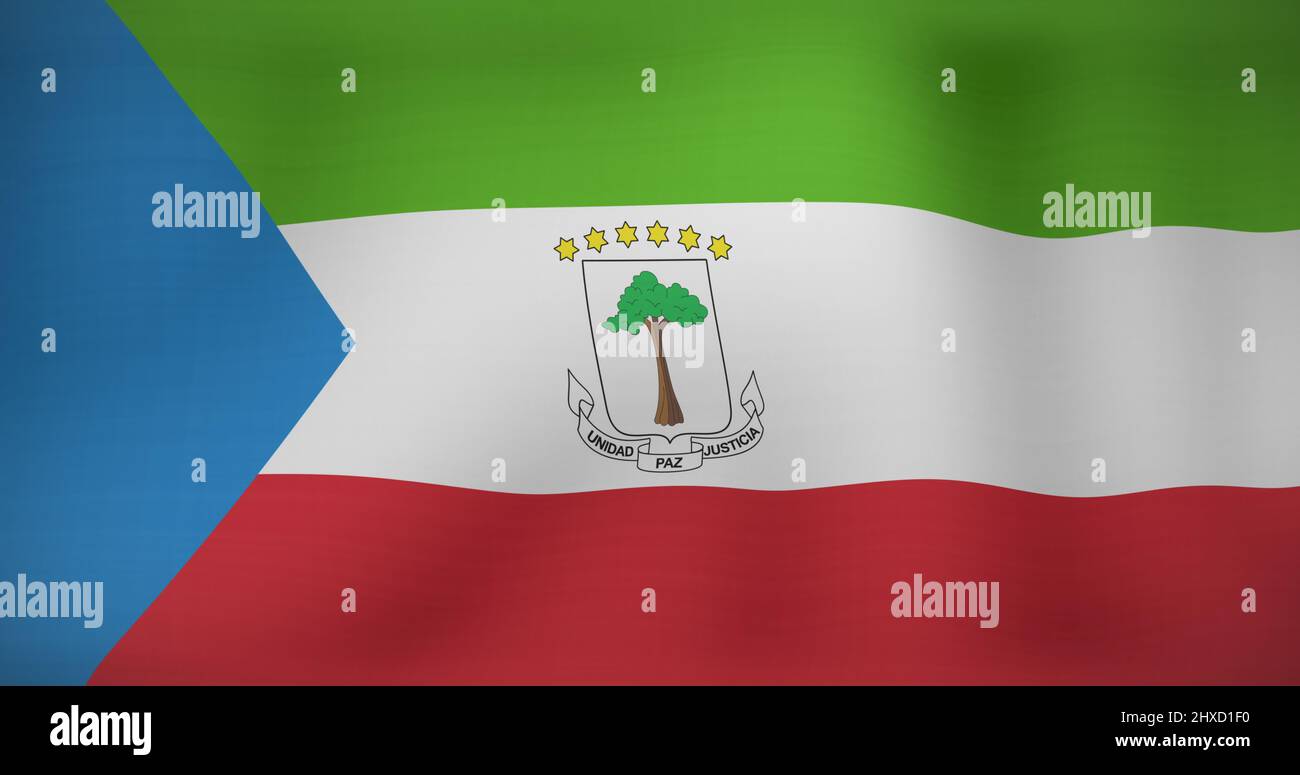 Image of moving flag of equatorial guinea waving Stock Photo