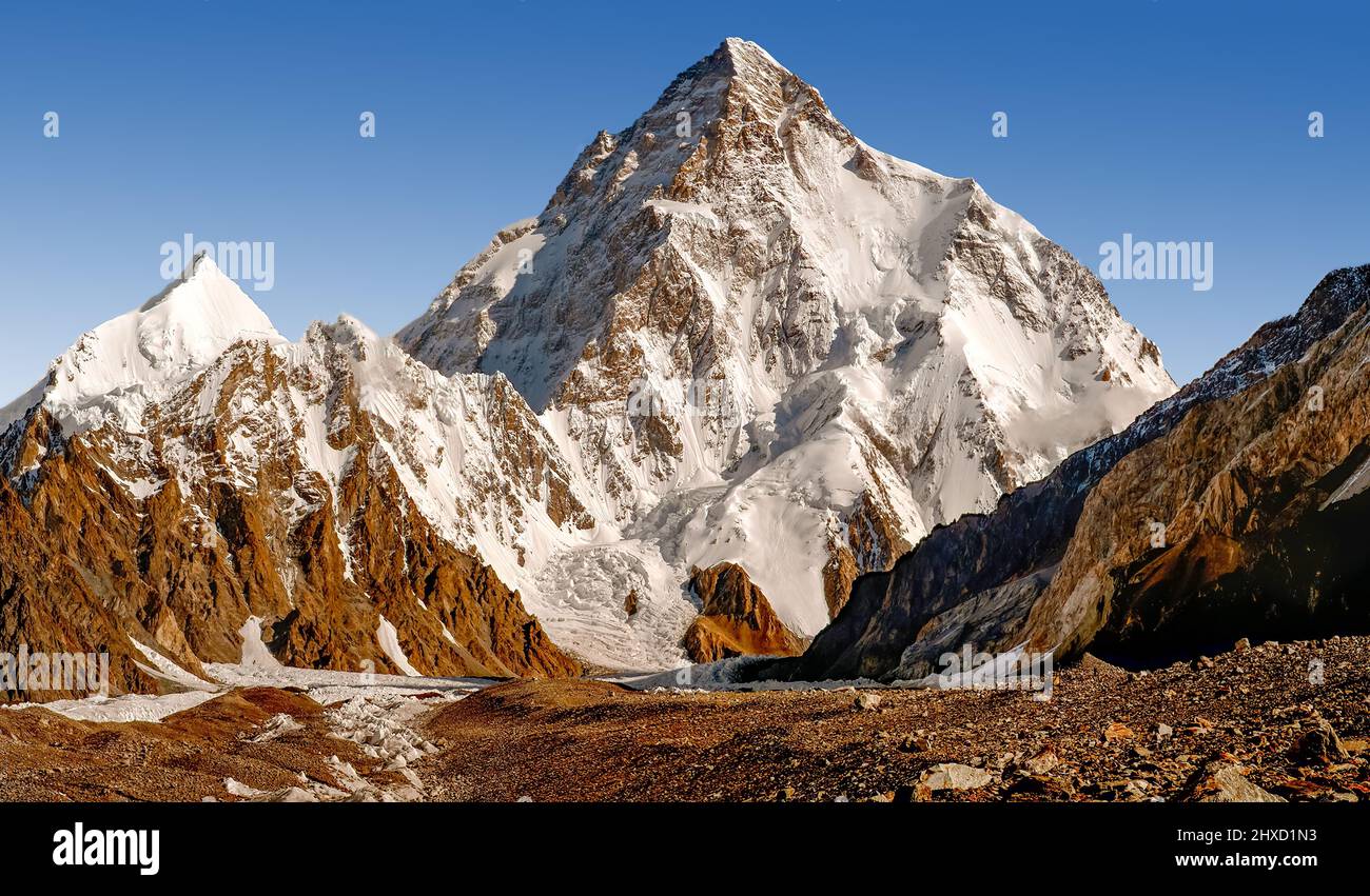 Majestic view of the K2 summit , the 2d tallest mountain in the world Stock Photo