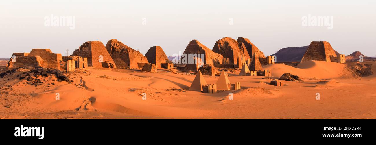 Meroe pyramids in the Nubian desert Stock Photo