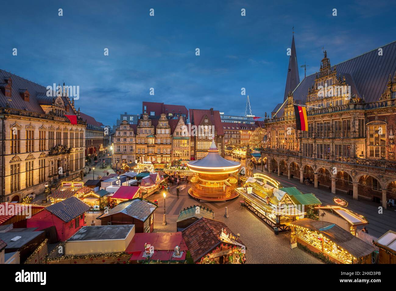 Christmas market in Bremen, Germany at night Stock Photo