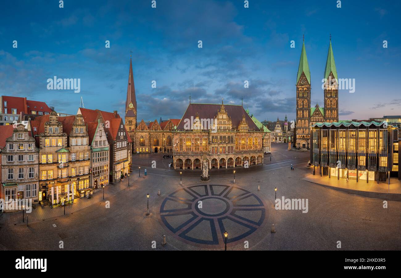 Panorama of the Market square in Bremen, Germany Stock Photo