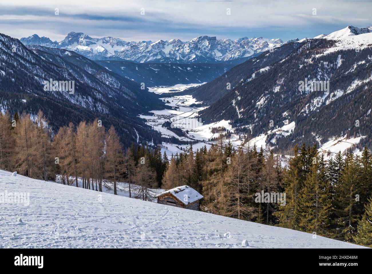 Europe, Italy, Alto Adige / Südtirol, province of Bolzano / Bozen, elevated view of the Casies valley, Gsiesertal Stock Photo