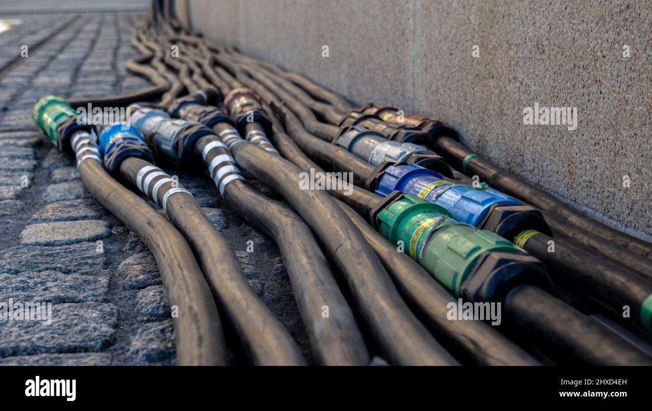 Electric Cables on the ground Stock Photo - Alamy