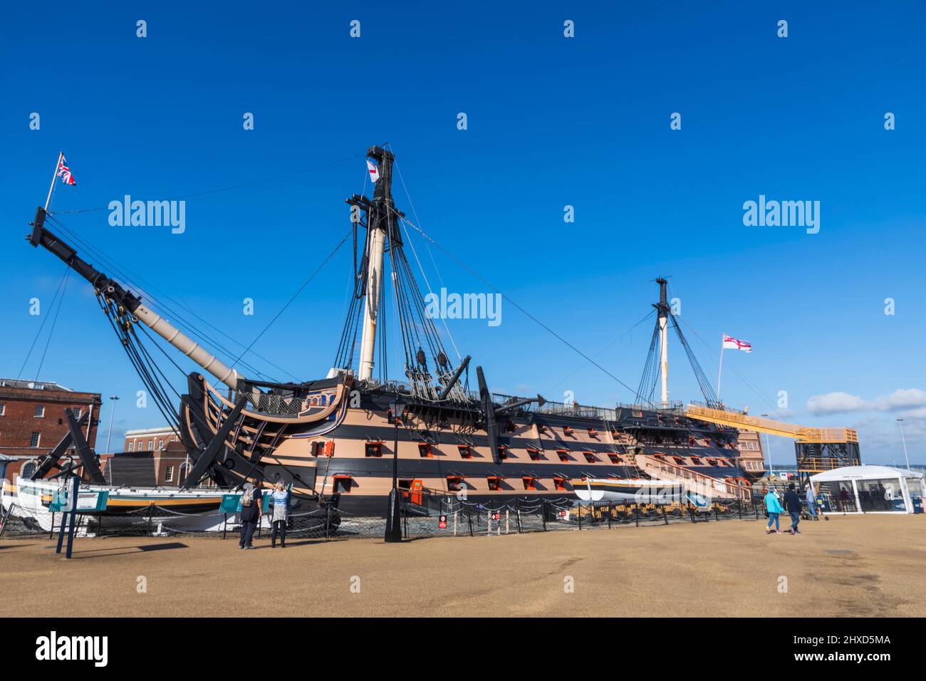 England, Hampshire, Portsmouth, Portsmouth Historic Dockyard, Nelson's Flagship HMS Victory Stock Photo