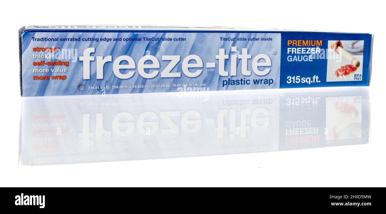 Winneconne, WI -6 March 2021: A package of Freeze tite protective food wrap plastic on an isolated background Stock Photo