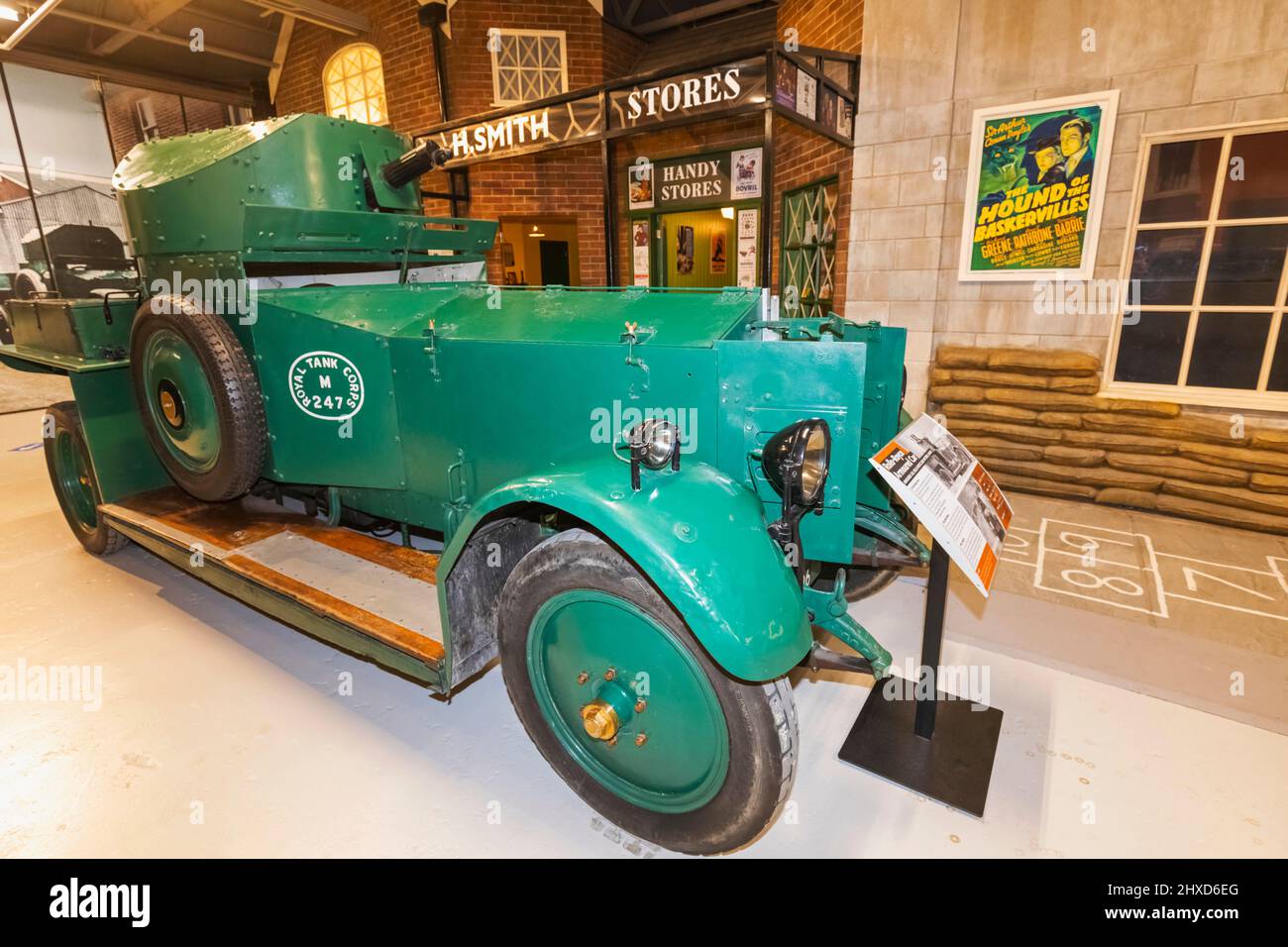 England, Dorset, Bovington Camp, The Tank Museum, Display of WWI Rolls Royce Armoured Car Stock Photo