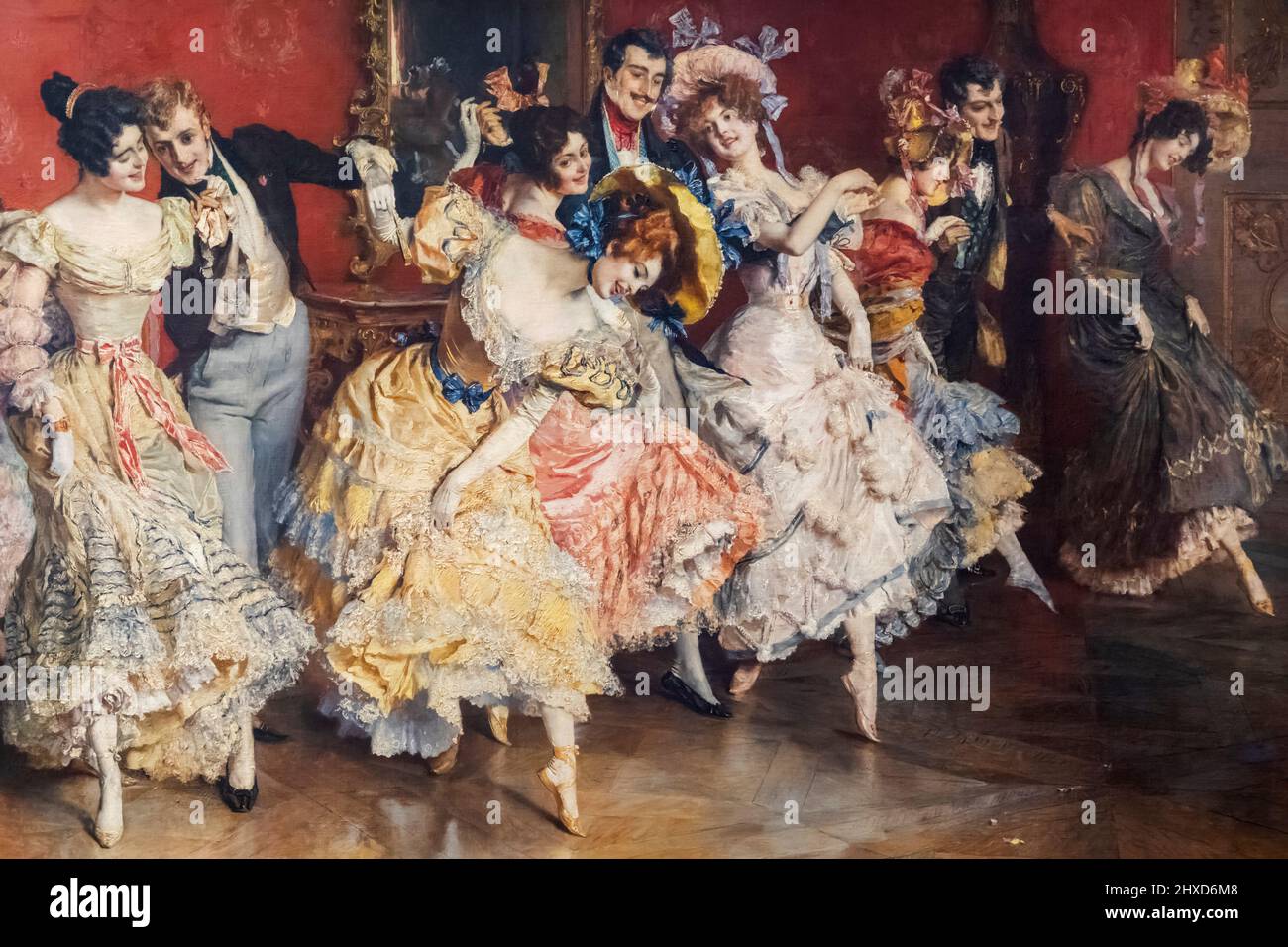 England, Dorset, Bournemouth, Russell-Cotes Museum, Painting titled 'The Minuet' by Leopold Schmutzler dated 1900 Stock Photo