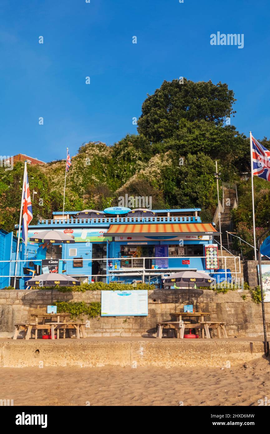 England, Dorset, Isle of Purbeck, Swanage, Swanage Beach, The Cabin Cafe Stock Photo
