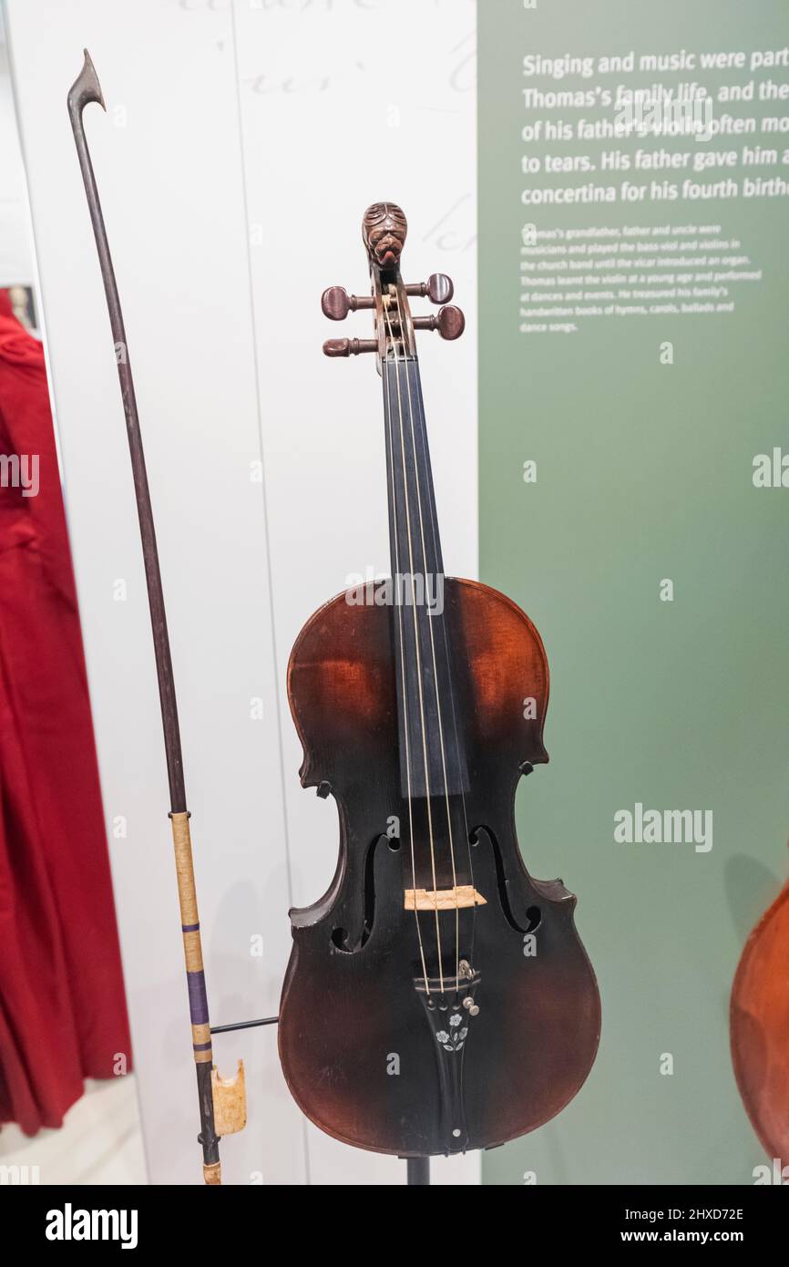 England, Dorset, Dorchester, Dorset Museum, Exhibit of Thomas Hardy's Violin Stock Photo