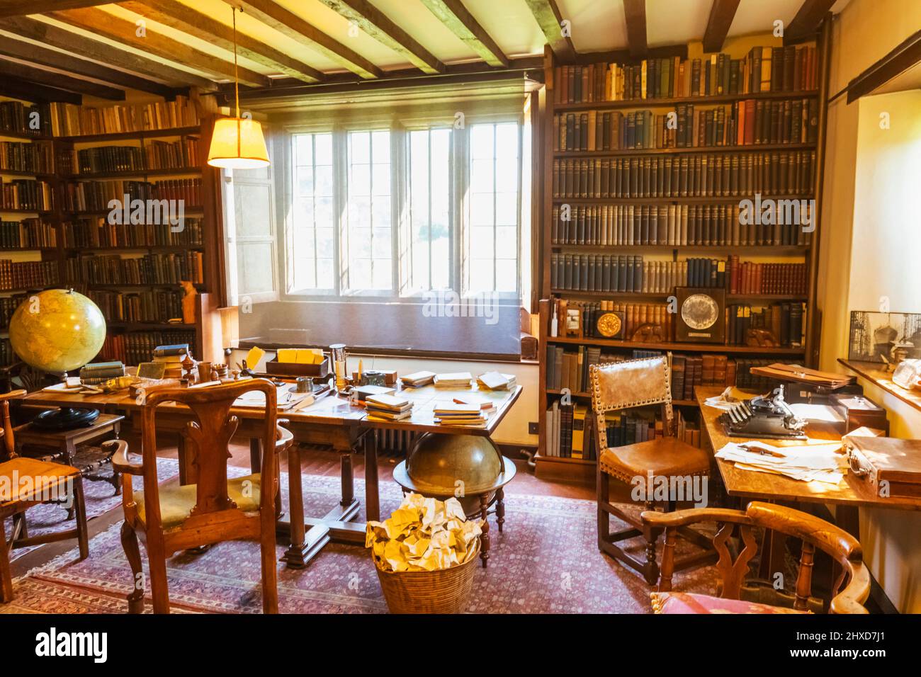 England, East Sussex, Burwash, Bateman's The 17th-century House and Once the Home of the Famous English Writer Rudyard Kipling, The Study and Writing Desk Stock Photo