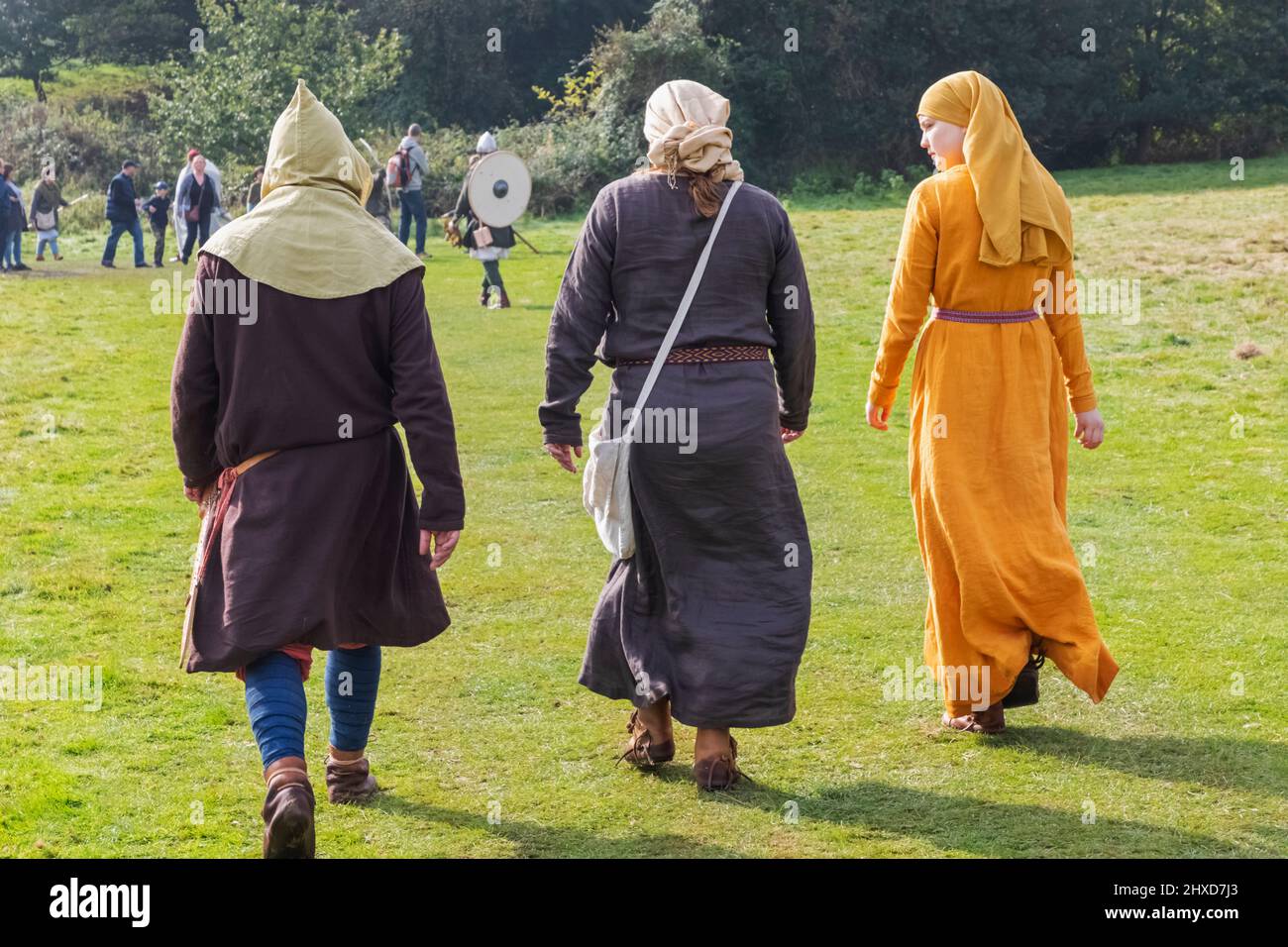 England, East Sussex, Battle, The Annual Battle of Hastings 1066 Re-enactment Festival, Participants Dressed in Medieval Costume Stock Photo