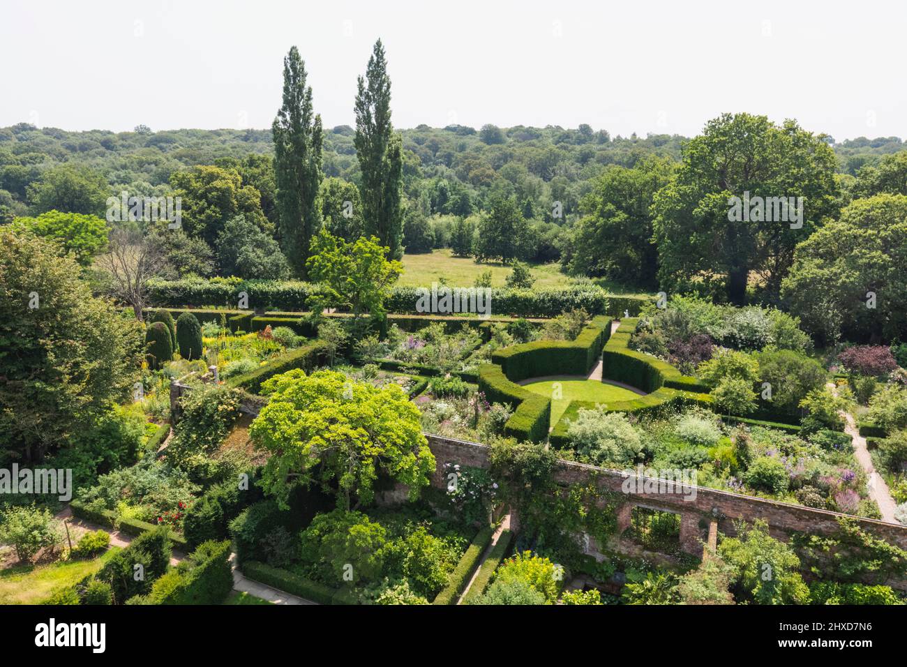 England, Kent, Cranbrook, Sissinghurst Castle, View of the Gardens from The Tower Roof Stock Photo