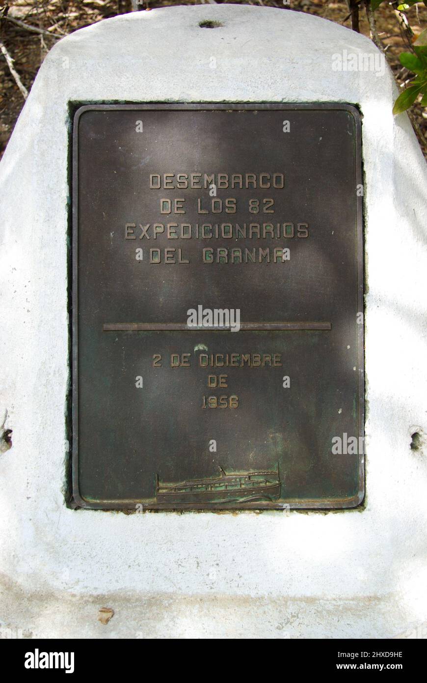 Cuba, Las Coloradas on May 30, 2009. commemorative plaque where the Granma landed on December 2, 1956. Stock Photo