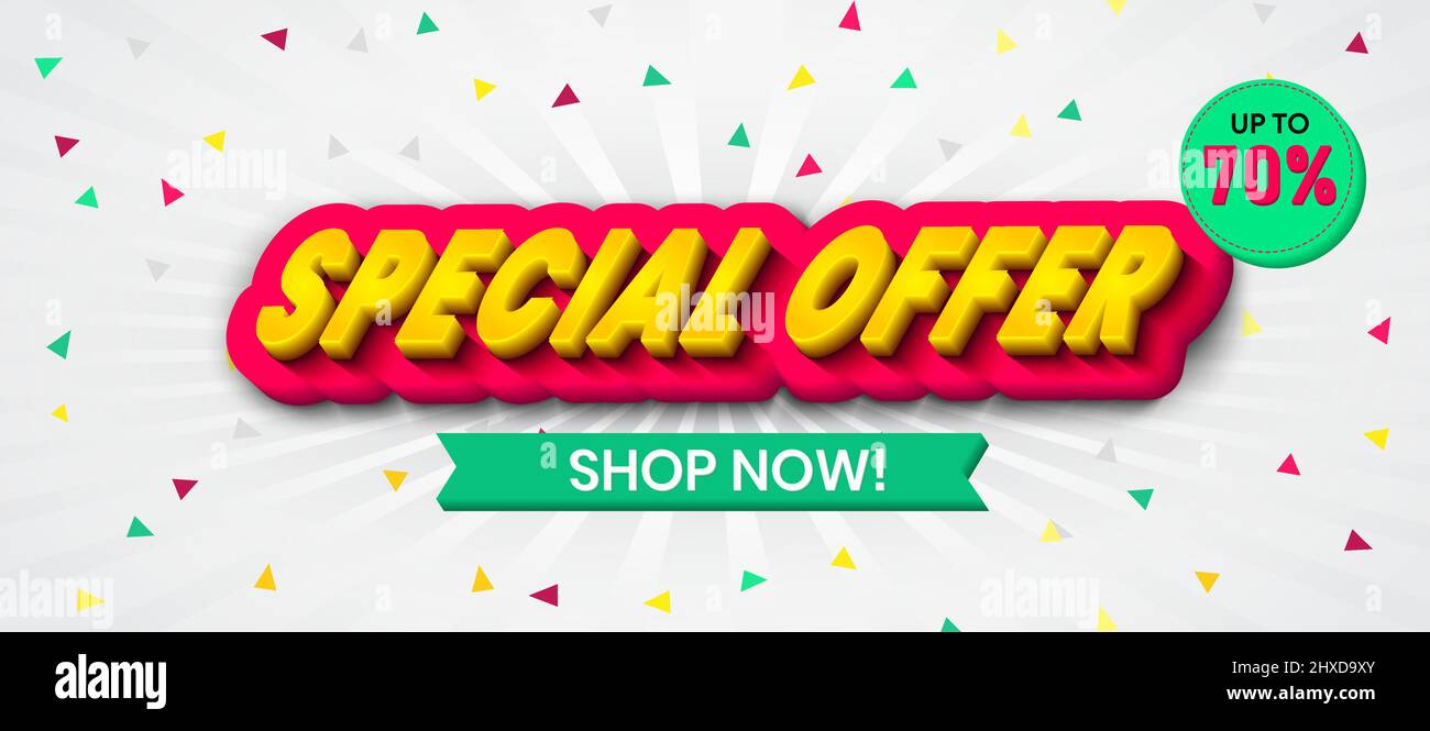 70% Special Offer, shop now, offer, Editable Vector Illustration on white background Stock Vector