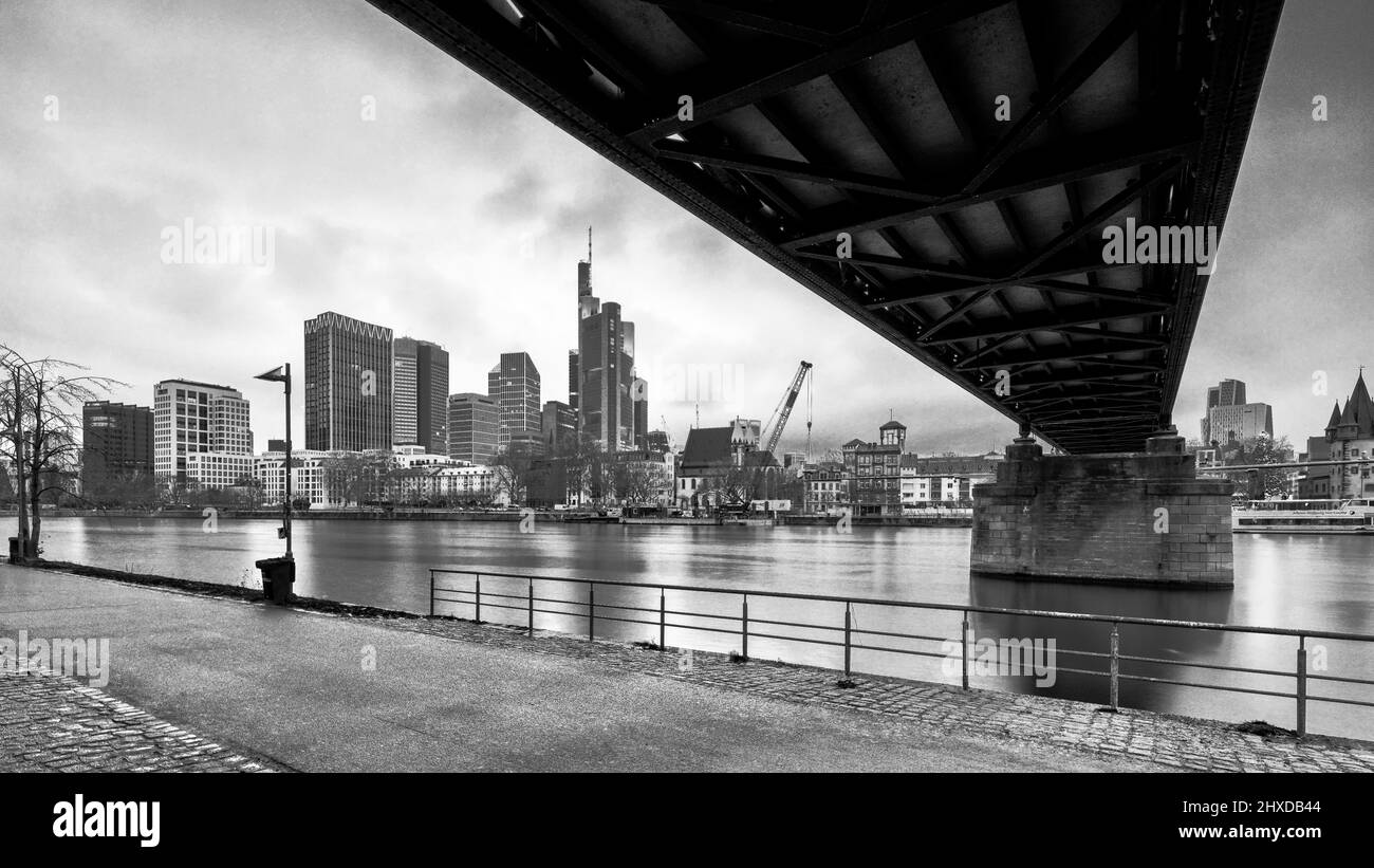 Frankfurt panorama river main Black and White Stock Photos Images Alamy