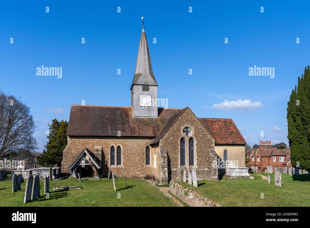 St Michael and All Angels parish church for the village of Thursley, Godalming' Surrey, England, UK Stock Photo