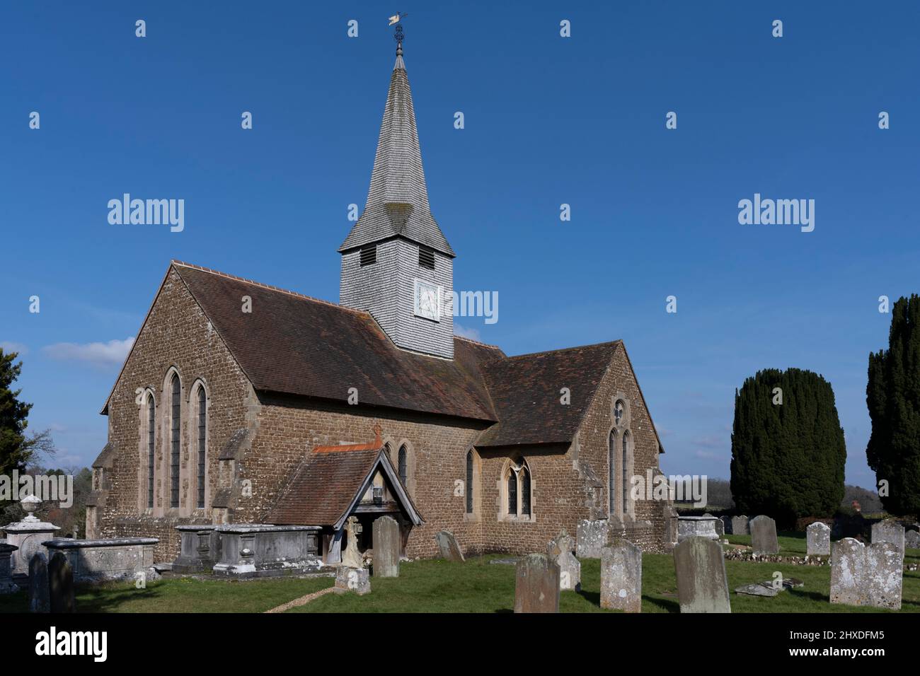 St Michael and All Angels parish church for the village of Thursley, Godalming' Surrey, England, UK Stock Photo