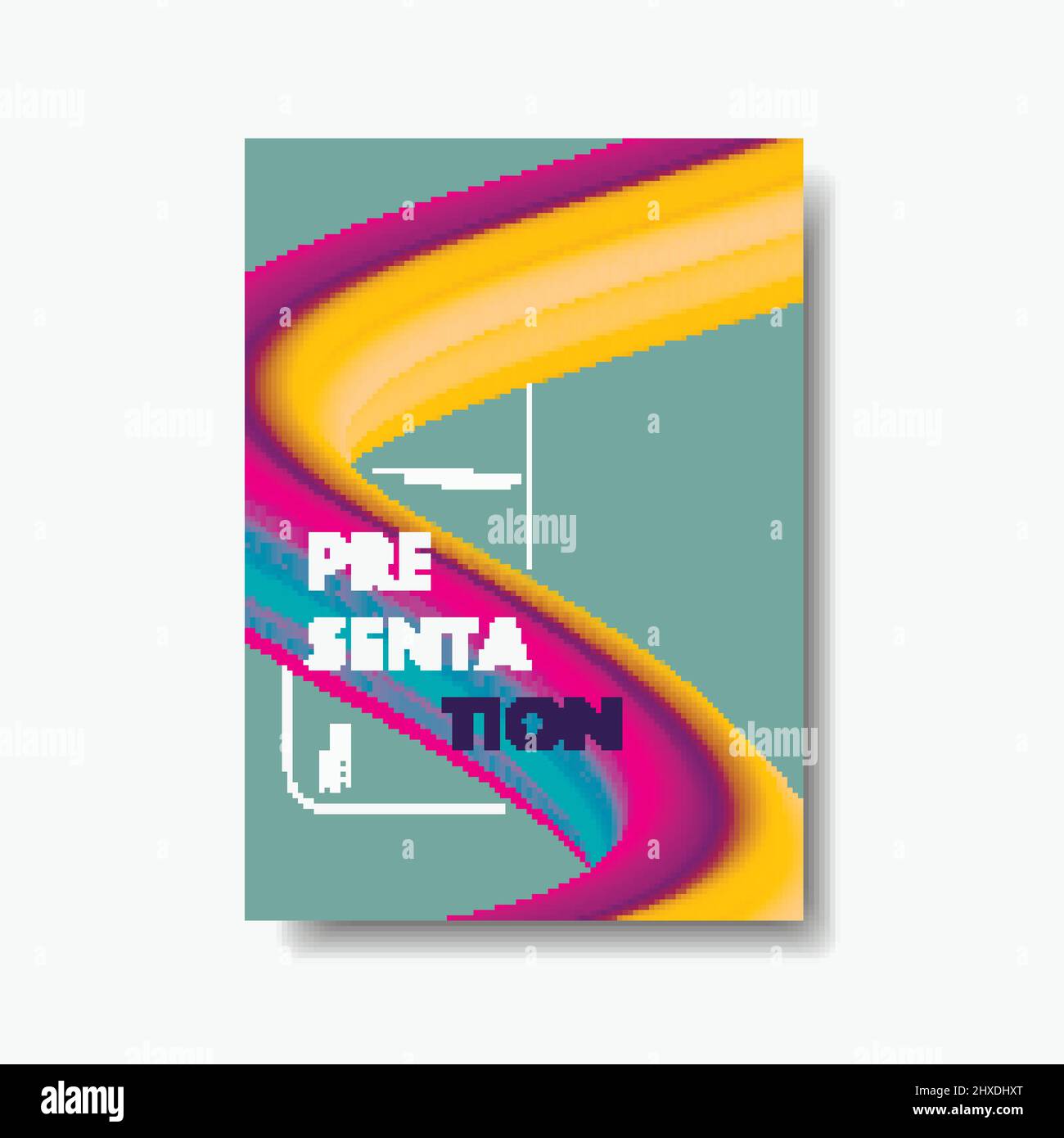 3d abstract vector vibrant gradient wave on brochure template Stock Vector