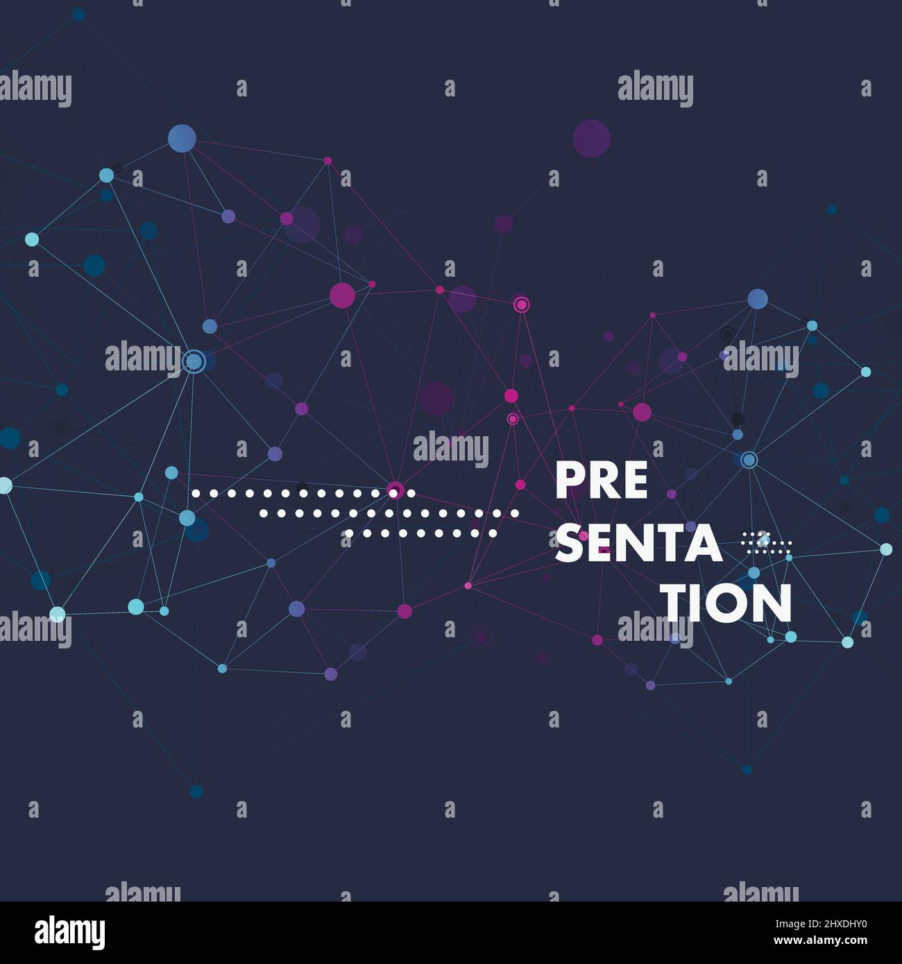 Polygonal pattern connected lines and dots on blue background. Designed for use new technology projects Stock Vector