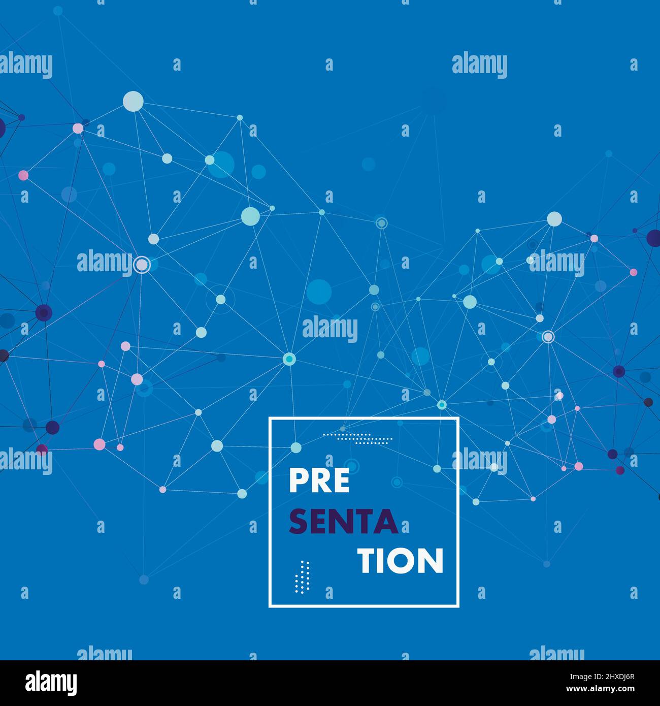 Polygonal pattern connected lines and dots on blue background. Designed for use new technology projects Stock Vector