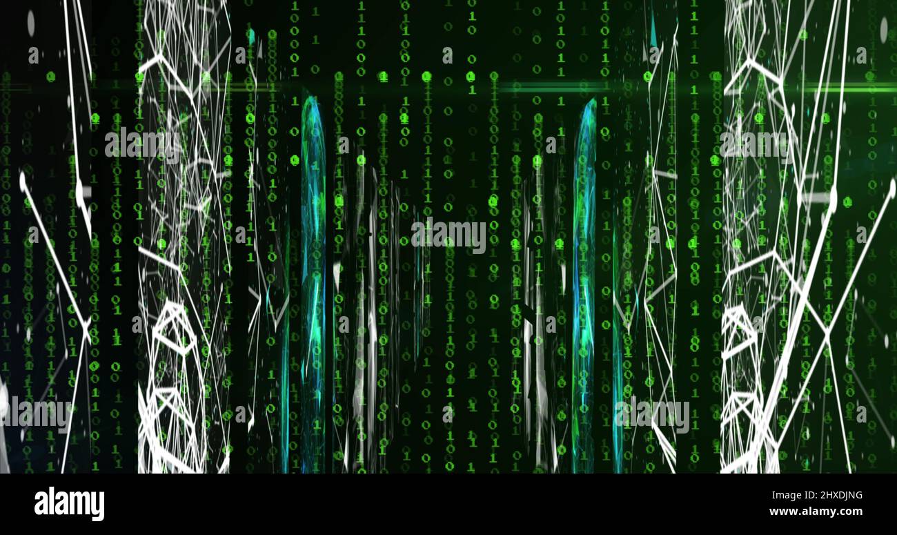 Image of binary coding and data processing over grid Stock Photo - Alamy