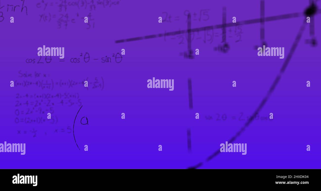 Image of handwritten mathematical formulae over purple background Stock ...