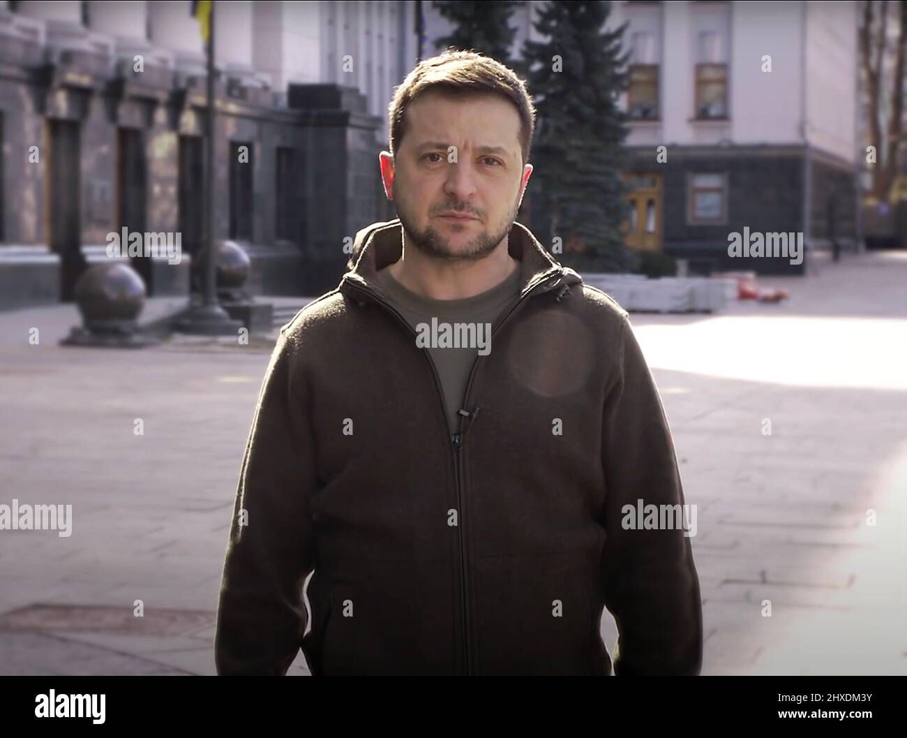 Kyiv, Ukraine. 11th Mar, 2022. President of Ukraine VOLODYMYR ZELENSKYY is pictured during his regular address to the nation, Kyiv, capital of Ukraine. The head of state said that we had already reached a strategic turning point and were moving towards our victory. (Credit Image: © Office of the President of Ukraine/ZUMA Press Wire Service) Credit: ZUMA Press, Inc./Alamy Live News Stock Photo