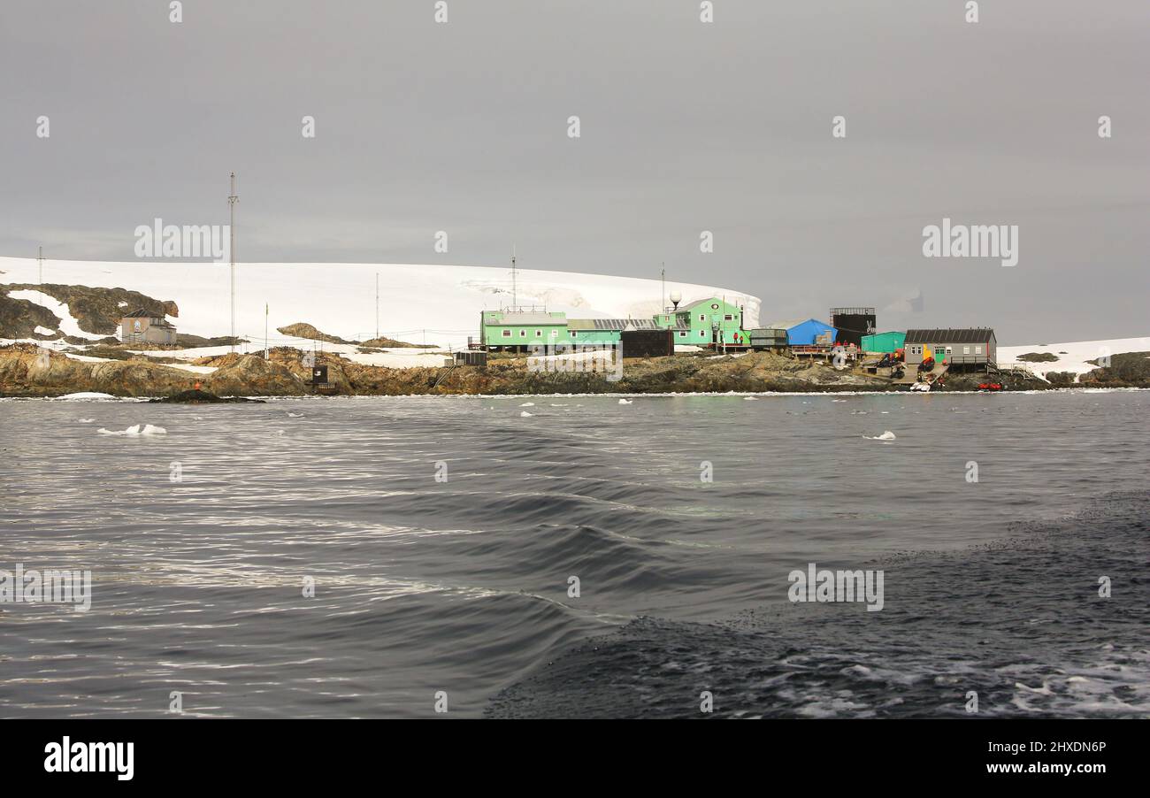 The Vernadsky Research Base is a Ukrainian Antarctic Station located on Galindez Island in the Argentine Islands, Antarctic Peninsula. Stock Photo
