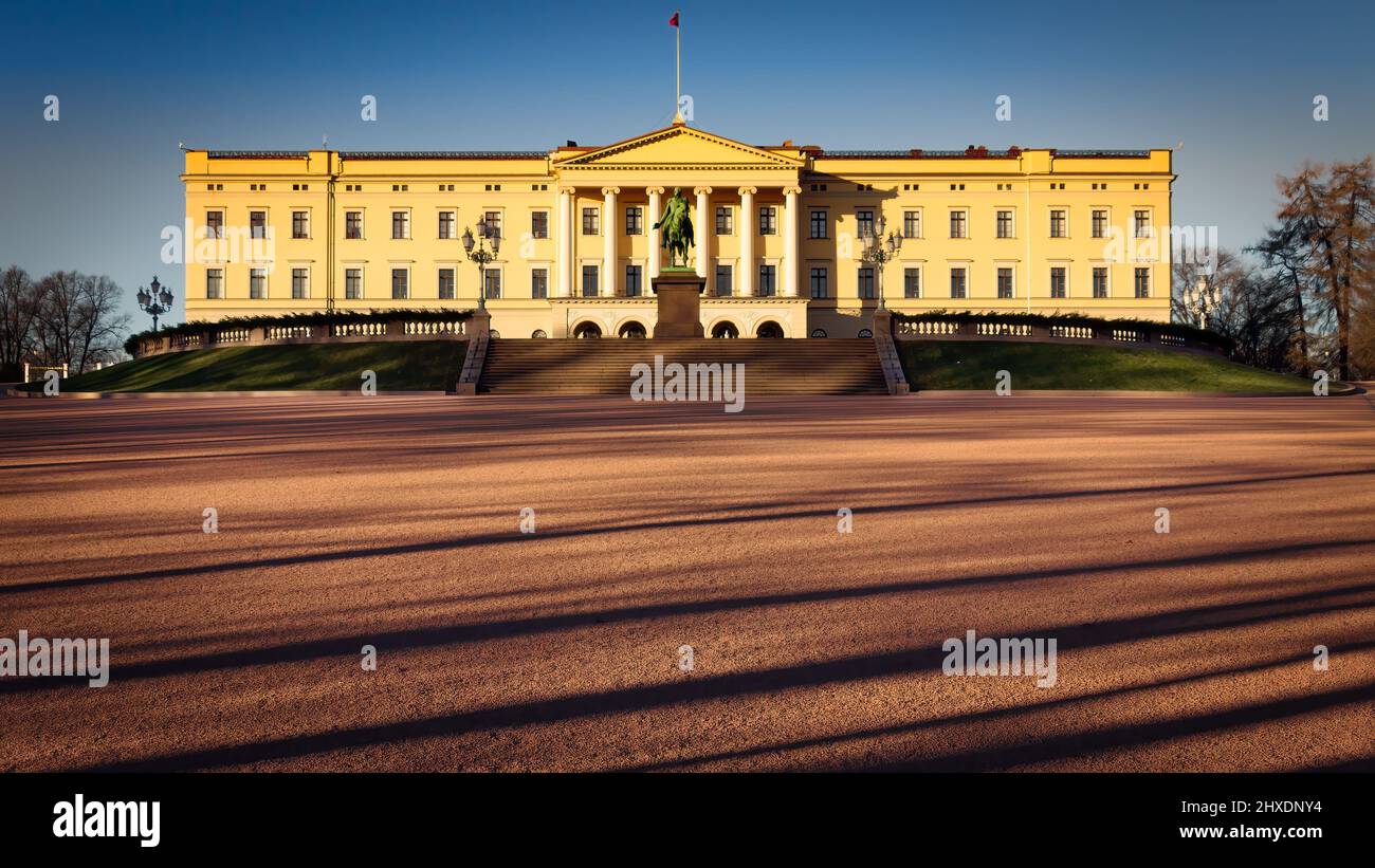 The Royal Palace in Oslo, Norway is the official residence of the current Norwegian monarch. Stock Photo