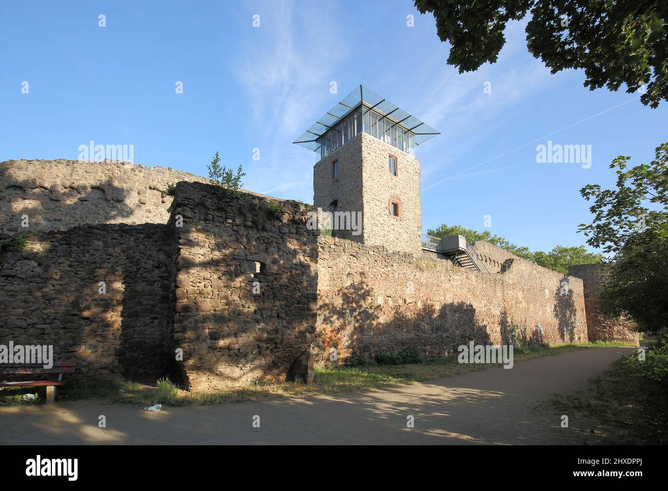 Hinkelsturm with historic city wall in Darmstadt, Hesse, Germany Stock Photo