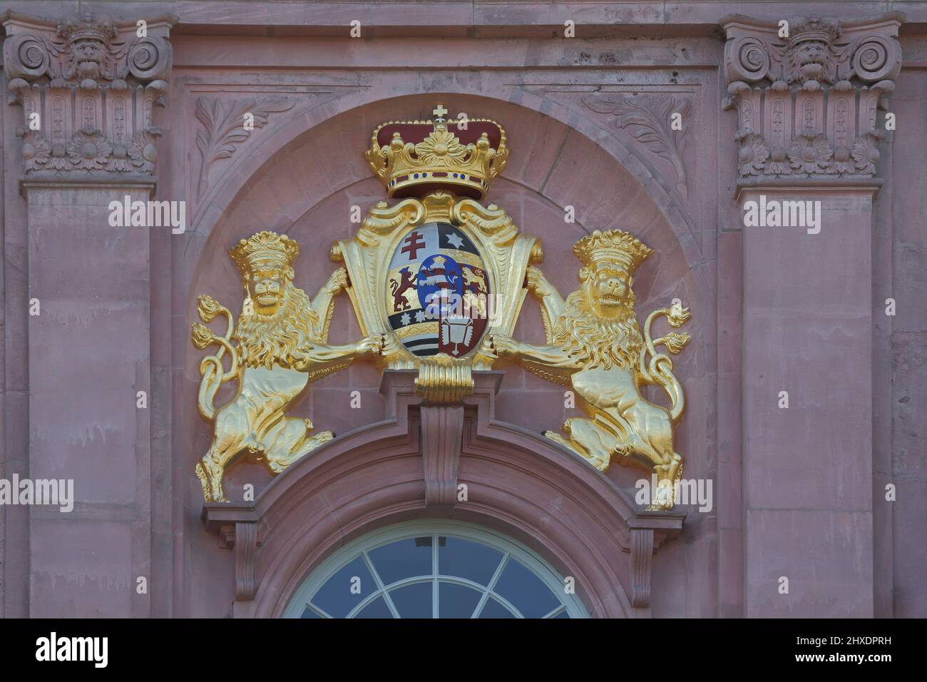 Coat of arms at the Residenzschloss in Darmstadt, Hesse, Germany Stock Photo