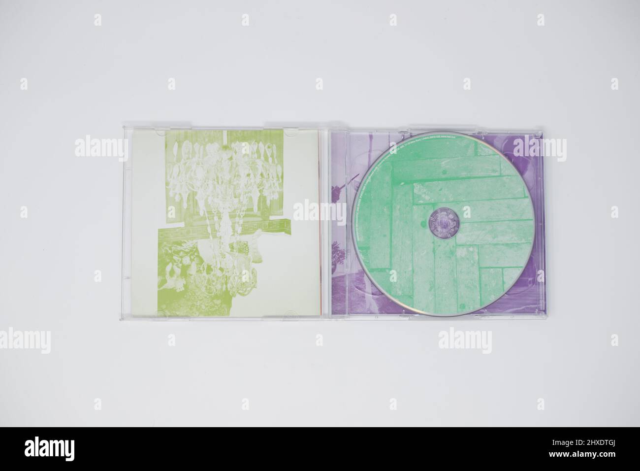 Deerhunter - Microcastle album inside view with CD on White background Stock Photo