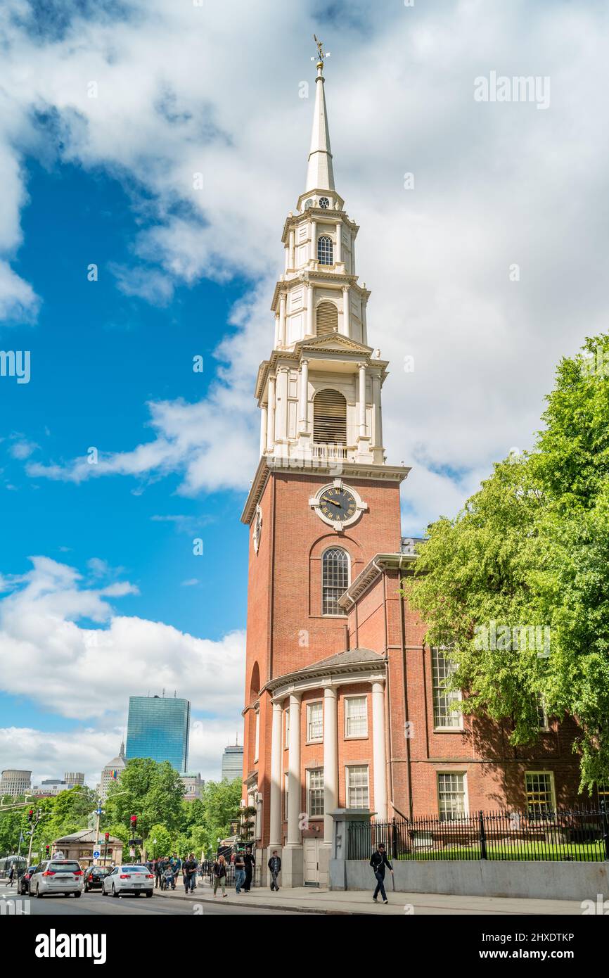 The historic Park Street Church in Boston, Massachusetts, USA. This
