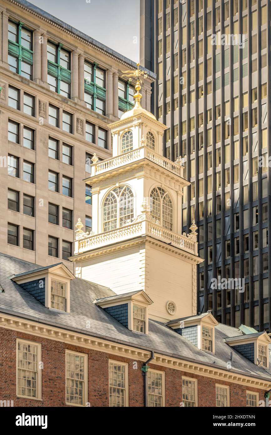 The Old State House in old town Boston, Massachusetts, USA. Stock Photo