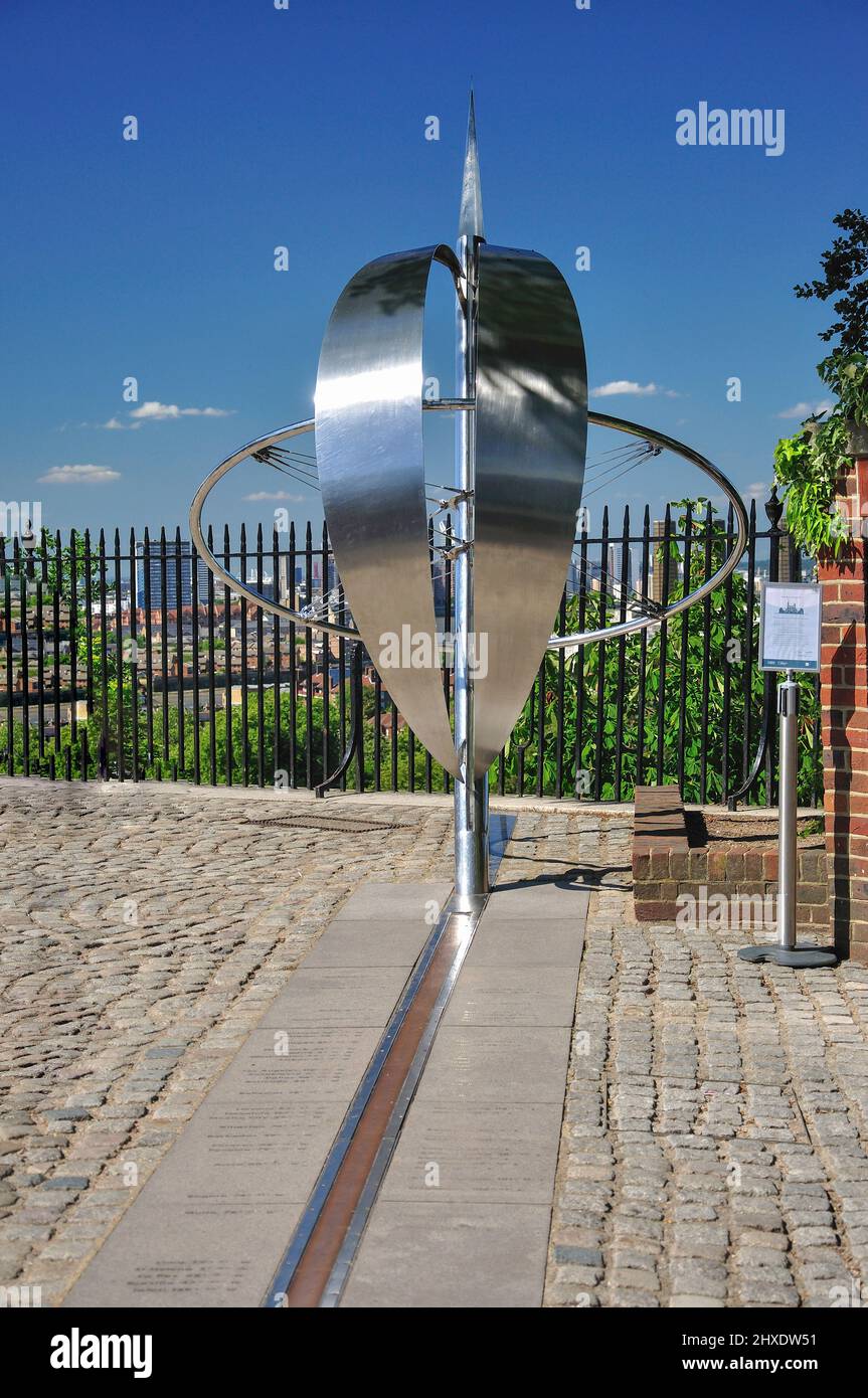 Meridian 0,0,0 Line at Royal Observatory, Greenwich, London Borough of Greenwich, Greater London, England, United Kingdom Stock Photo